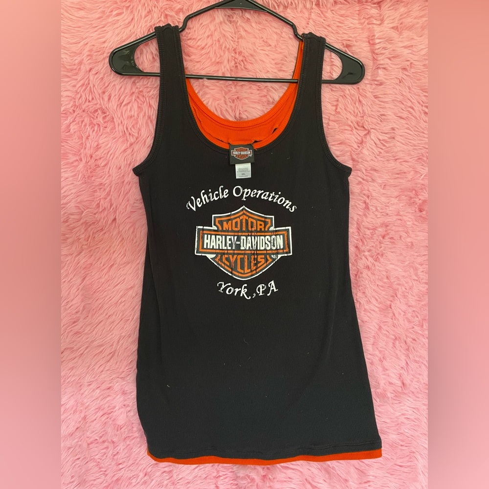 Black and Orange Harley Davidson tank top